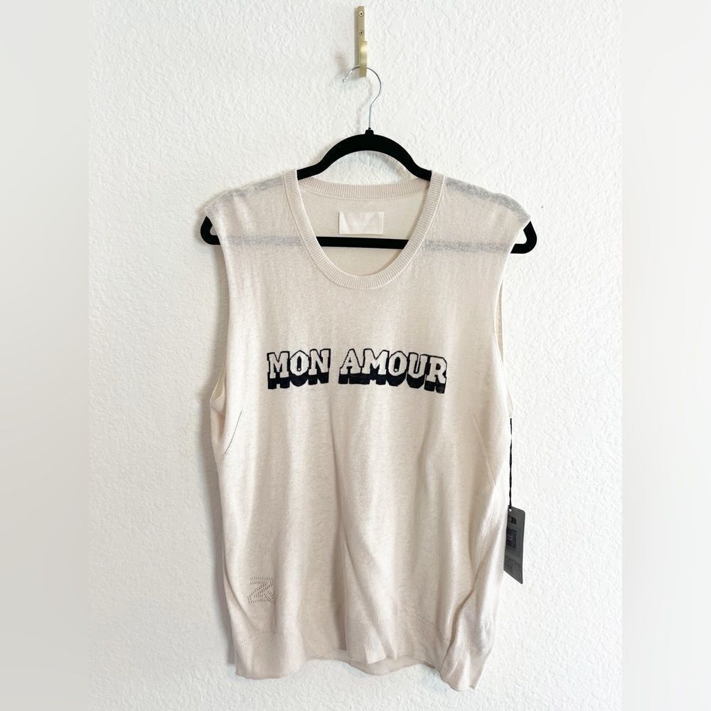 Zadig & Voltaire Nida Mon Amour Sweater vest in cream top Large - Picture 4 of 13